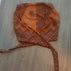 Orange Silky Paisley Blouse— ties different ways